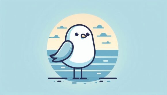 Download Minimalism Lone Seagull on a Calm Blue H - Blue Collection