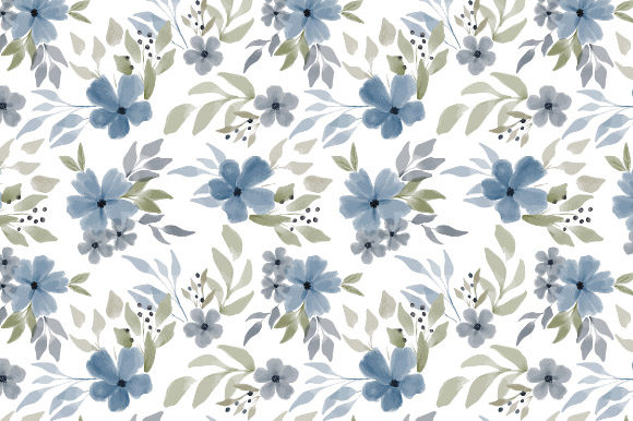 Download Watercolor Blue Winter Flower Pattern - Flower pattern Collection