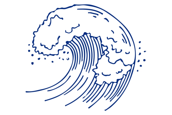 Download Sea Wave Line Drawing. Blue Storm Water - Blue Collection