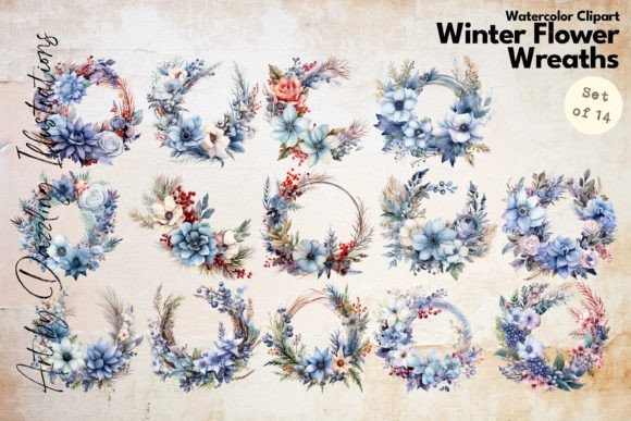 Download Winter Blues Flower Wreaths | Watercolor - Blue Collection