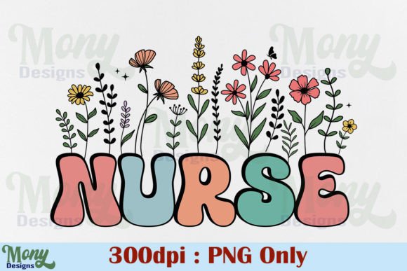 Download Retro Nurse PNG, Floral Flower Design - Retro Collection