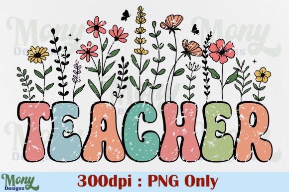 Download Retro Teacher PNG, Floral Flower Design - Retro Collection