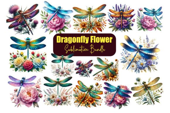 Download Dragonfly Flower Sublimation Bundle,PNGs - Sublimation Collection