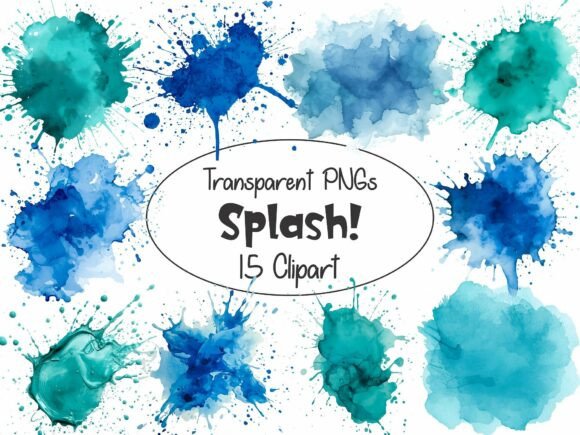 Download Watercolor Paint Splash - Blue Turquoise - Blue Collection