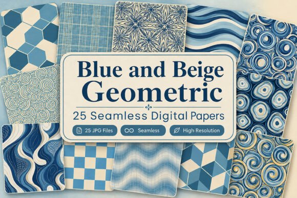 Download Blue and Beige Geometric Paper - Blue Collection