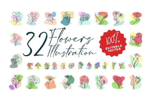 Download Flower Illustration with Background - Illustration Collection