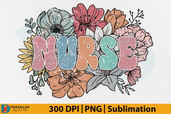 Download Retro Nurse PNG, Floral Flower Design - Retro Collection